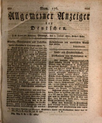 Allgemeiner Anzeiger der Deutschen Montag 2. Juli 1821