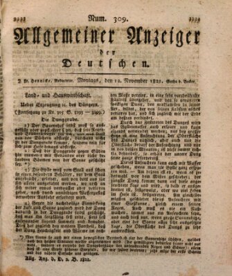 Allgemeiner Anzeiger der Deutschen Montag 12. November 1821