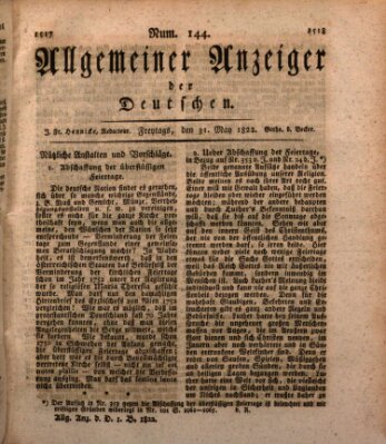 Allgemeiner Anzeiger der Deutschen Freitag 31. Mai 1822