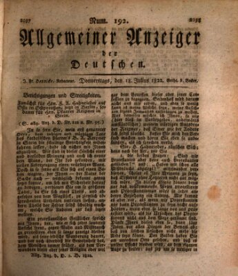Allgemeiner Anzeiger der Deutschen Donnerstag 18. Juli 1822