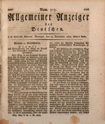 Allgemeiner Anzeiger der Deutschen Montag 18. November 1822