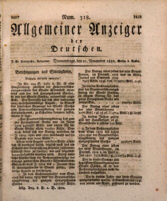 Allgemeiner Anzeiger der Deutschen Donnerstag 21. November 1822