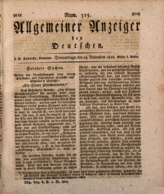 Allgemeiner Anzeiger der Deutschen Donnerstag 28. November 1822