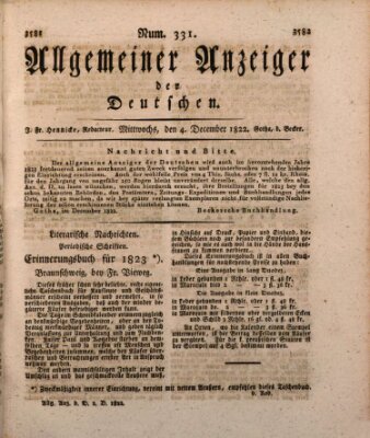 Allgemeiner Anzeiger der Deutschen Mittwoch 4. Dezember 1822