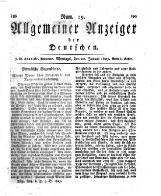 Allgemeiner Anzeiger der Deutschen Montag 20. Januar 1823