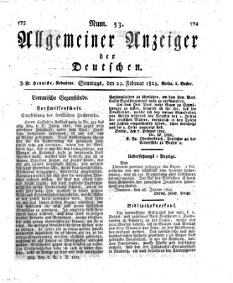 Allgemeiner Anzeiger der Deutschen Sonntag 23. Februar 1823