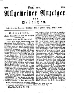 Allgemeiner Anzeiger der Deutschen Freitag 6. Juni 1823
