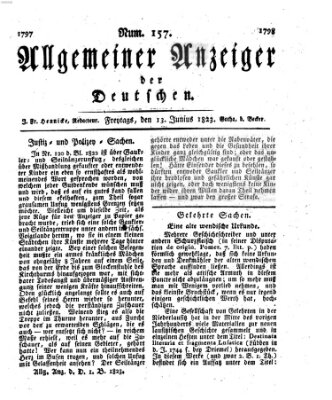 Allgemeiner Anzeiger der Deutschen Freitag 13. Juni 1823