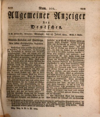 Allgemeiner Anzeiger der Deutschen Montag 28. Juli 1823