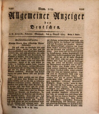 Allgemeiner Anzeiger der Deutschen Montag 4. August 1823