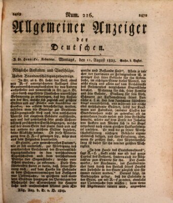 Allgemeiner Anzeiger der Deutschen Montag 11. August 1823