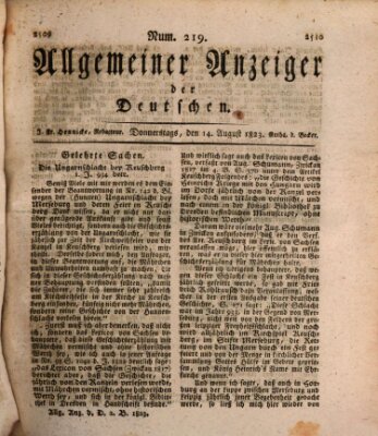 Allgemeiner Anzeiger der Deutschen Donnerstag 14. August 1823