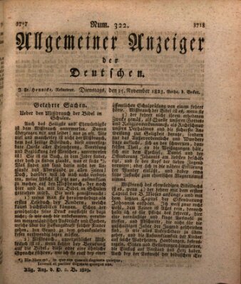 Allgemeiner Anzeiger der Deutschen Dienstag 25. November 1823