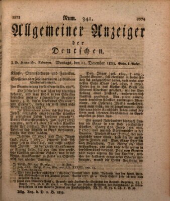 Allgemeiner Anzeiger der Deutschen Montag 15. Dezember 1823