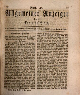 Allgemeiner Anzeiger der Deutschen Donnerstag 19. Februar 1824