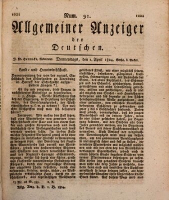 Allgemeiner Anzeiger der Deutschen Donnerstag 1. April 1824