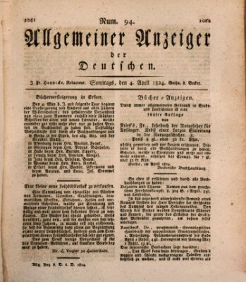 Allgemeiner Anzeiger der Deutschen Sonntag 4. April 1824