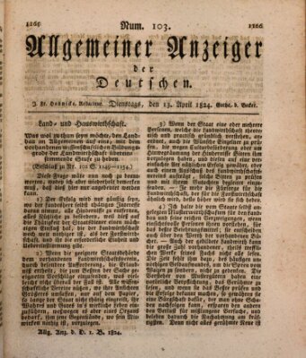 Allgemeiner Anzeiger der Deutschen Dienstag 13. April 1824