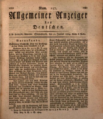 Allgemeiner Anzeiger der Deutschen Samstag 12. Juni 1824