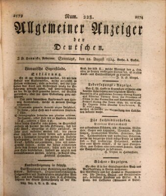 Allgemeiner Anzeiger der Deutschen Sonntag 22. August 1824