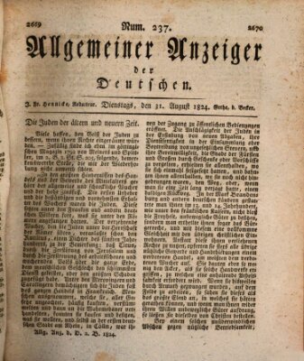 Allgemeiner Anzeiger der Deutschen Dienstag 31. August 1824