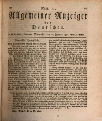 Allgemeiner Anzeiger der Deutschen Mittwoch 12. Januar 1825