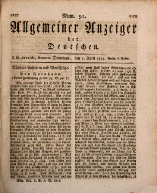 Allgemeiner Anzeiger der Deutschen Dienstag 5. April 1825