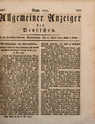 Allgemeiner Anzeiger der Deutschen Donnerstag 21. April 1825