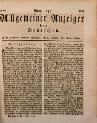 Allgemeiner Anzeiger der Deutschen Montag 13. Juni 1825