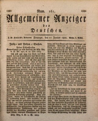Allgemeiner Anzeiger der Deutschen Freitag 17. Juni 1825