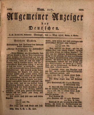 Allgemeiner Anzeiger der Deutschen Montag 1. Mai 1826