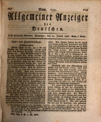 Allgemeiner Anzeiger der Deutschen Freitag 21. Juli 1826