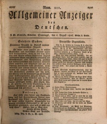 Allgemeiner Anzeiger der Deutschen Sonntag 6. August 1826