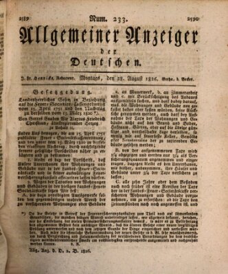 Allgemeiner Anzeiger der Deutschen Montag 28. August 1826