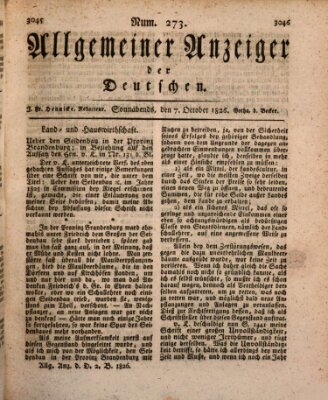 Allgemeiner Anzeiger der Deutschen Samstag 7. Oktober 1826