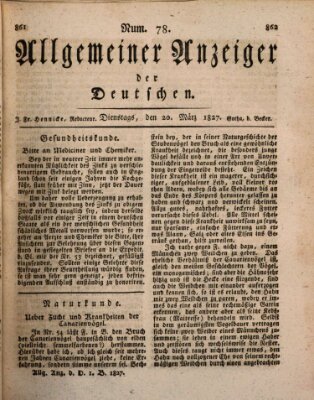 Allgemeiner Anzeiger der Deutschen Dienstag 20. März 1827