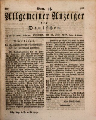 Allgemeiner Anzeiger der Deutschen Sonntag 25. März 1827
