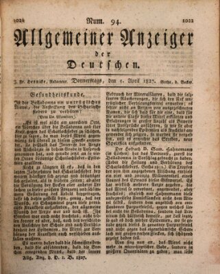 Allgemeiner Anzeiger der Deutschen Donnerstag 5. April 1827