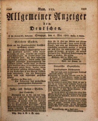 Allgemeiner Anzeiger der Deutschen Sonntag 6. Mai 1827