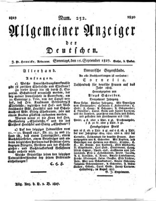 Allgemeiner Anzeiger der Deutschen Sonntag 16. September 1827