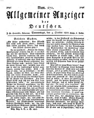 Allgemeiner Anzeiger der Deutschen Donnerstag 4. Oktober 1827
