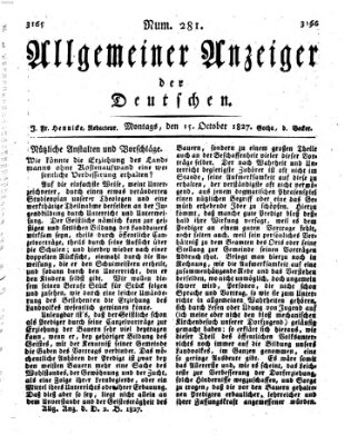 Allgemeiner Anzeiger der Deutschen Montag 15. Oktober 1827