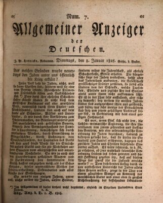 Allgemeiner Anzeiger der Deutschen Dienstag 8. Januar 1828