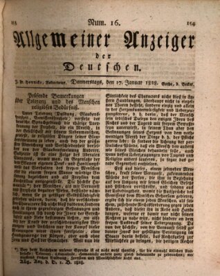 Allgemeiner Anzeiger der Deutschen Donnerstag 17. Januar 1828