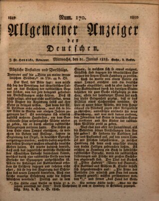 Allgemeiner Anzeiger der Deutschen Mittwoch 25. Juni 1828