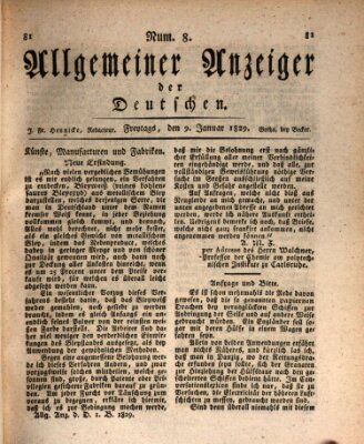 Allgemeiner Anzeiger der Deutschen Freitag 9. Januar 1829