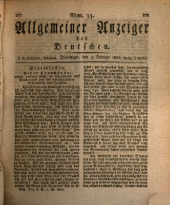 Allgemeiner Anzeiger der Deutschen Dienstag 3. Februar 1829