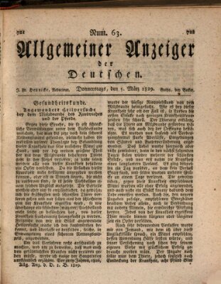 Allgemeiner Anzeiger der Deutschen Donnerstag 5. März 1829