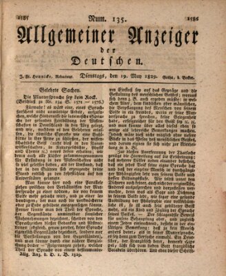 Allgemeiner Anzeiger der Deutschen Dienstag 19. Mai 1829