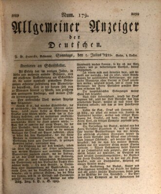 Allgemeiner Anzeiger der Deutschen Sonntag 5. Juli 1829